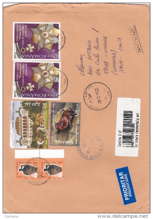 Romania 2011 - Lettera Racc. X L'Italia Affrancata Con 6 Stamps - Marcofilie