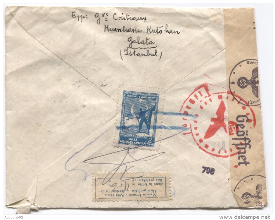 Turquie-Turkey Registered Cover Beyoglu 21/5/1942 German Censor( Wien) To Brussels Belgium PR2840 - Covers & Documents