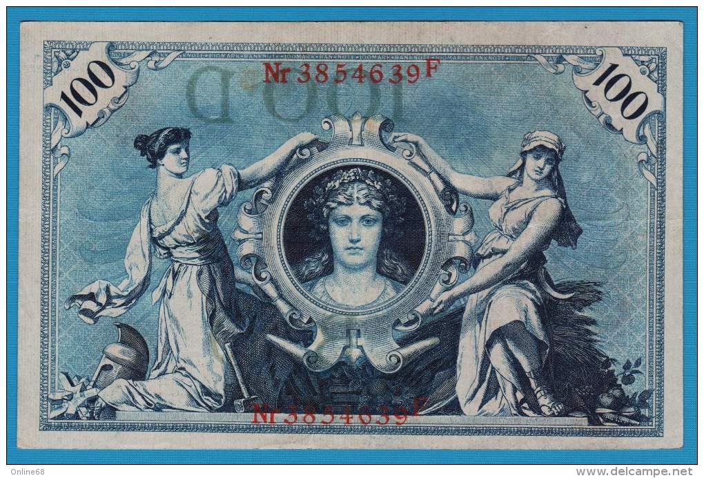 DEUTSCHES REICH 100 MARK 7.02.1908  Alpha 3854639F  P#33a - 100 Mark