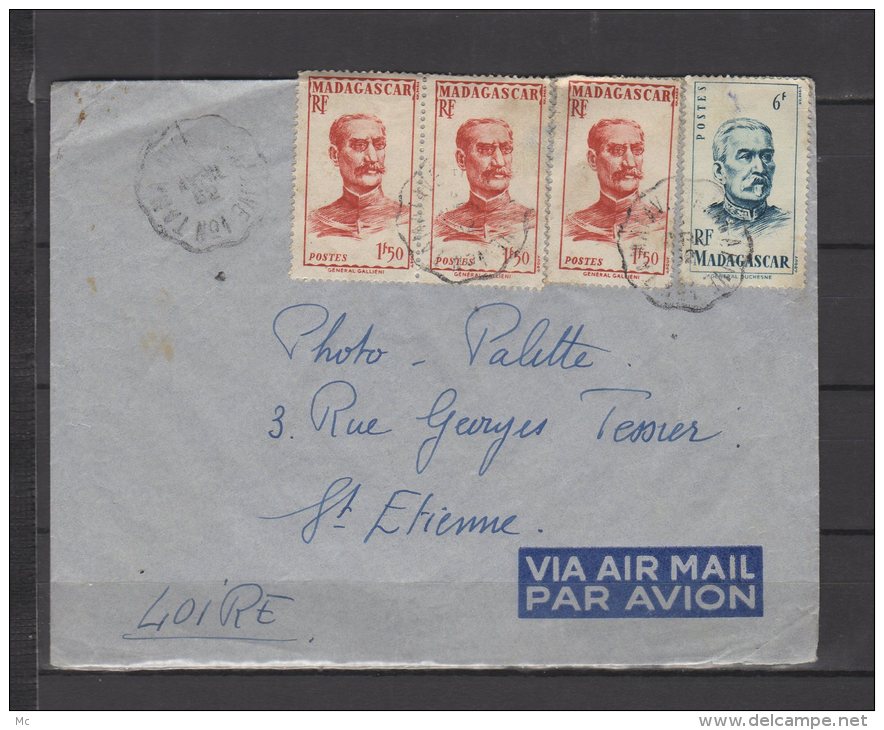Madagascar - N° 308 X3 + 314 Obli.S/Lettre - Courriers Convoyeurs " Tamatave A Tananarive  " - - Storia Postale
