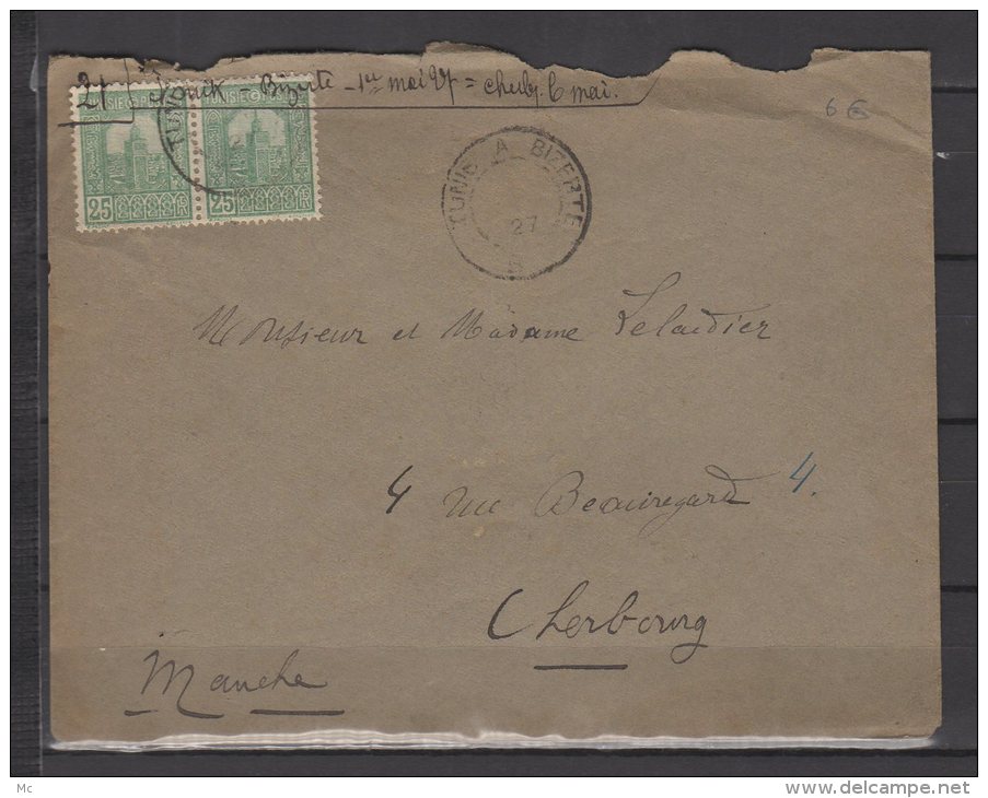 Tunisie - N° 127 X2 Obli.S/Lettre - Cachet Courriers Convoyeurs " Tunis A Bizerte " - 1927 - Briefe U. Dokumente