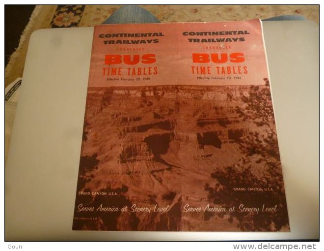 CB9 LC146 Dépliant Continental Trailways Bus Time Tables 1956 - Railway