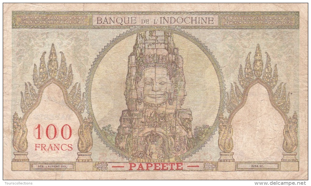BILLET 100 FRANCS De 1959 De TAHITI Papeete - Banque De L'indochine Surcharge Papeete Polynesie Francaise - Papeete (Polynésie Française 1914-1985)