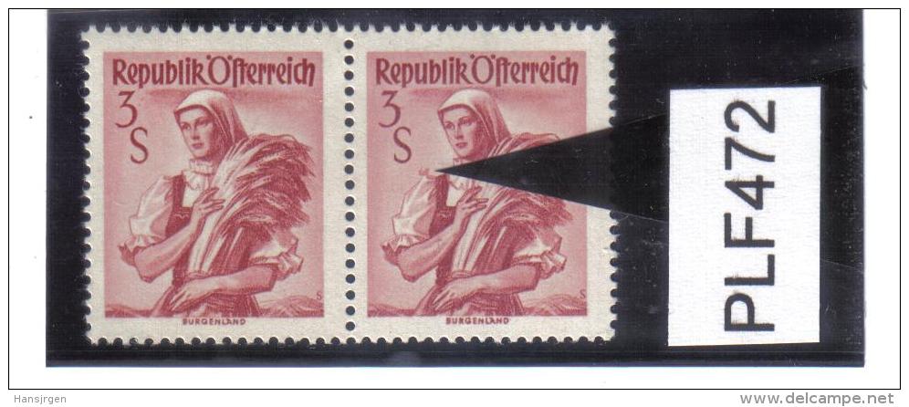 PLF472 ÖSTERREICH 1948/58 Michl 922 PF I  PLATTENFEHLER   " FARBFLECK  " Im PAAR Mit Normaler MARKE  Siehe ABBILDUNG - Abarten & Kuriositäten