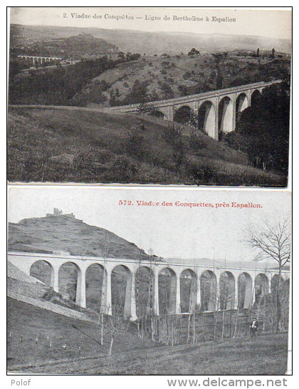 Viaduc Des Conquettes (Conquetes) - 2 CPA - Ligne De Bertholène A Espalion - Viaduc  (85470) - Autres & Non Classés