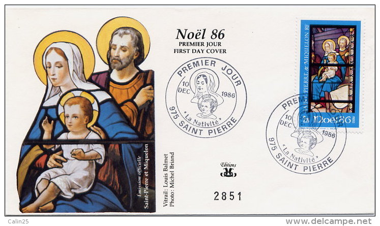 1 - SAINT-PIERRE ET MIQUELON (FRANCE) - FDC LETTRE ILLUSTREE NUMEROTEE 2851 Du 10.12.1986 "NOËL 86" - 975 SAINT-PIERRE - FDC