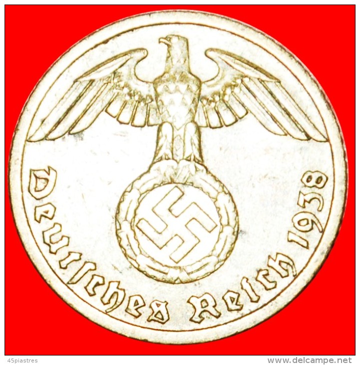 § SWASTIKA: GERMANY &#9733; 5 PFENNIG 1938J! LOW START&#9733;NO RESERVE! Third Reich (1933-1945) - 5 Reichspfennig