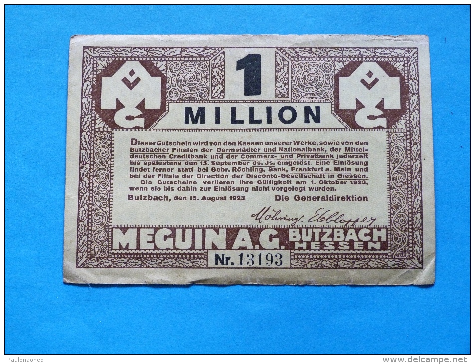 GERMANY  1 MILLION  MARK   1923 - 1 Miljoen Mark