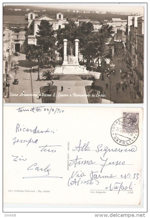 TORRE ANNUNZIATA ( NAPOLI ) PIAZZA S. CESARO E MONUMENTO AI CADUTI - 1960 - Torre Annunziata