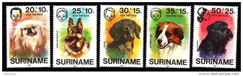 Surinam MNH Scott #B231-#B235 Set Of 5 Dogs: Pekingese, German Shepherd, Dachshund, Retriever, Terrier - Surinam