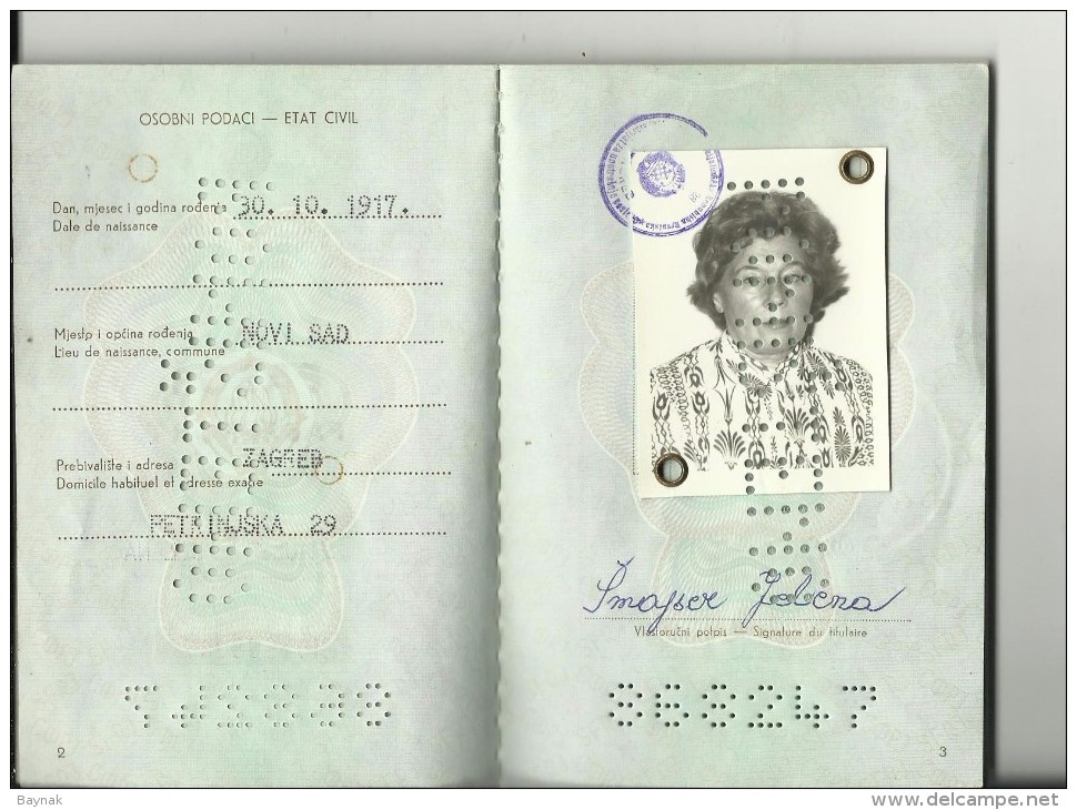 P5  --  SFRJ  YUGOSLAVIA  ---  PASSPORT   --  LADY FOTO  --   1980 - Historische Dokumente