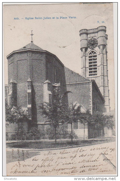 (3949D) Ath Eglise Saint Julient Et La Place Verte - Ath