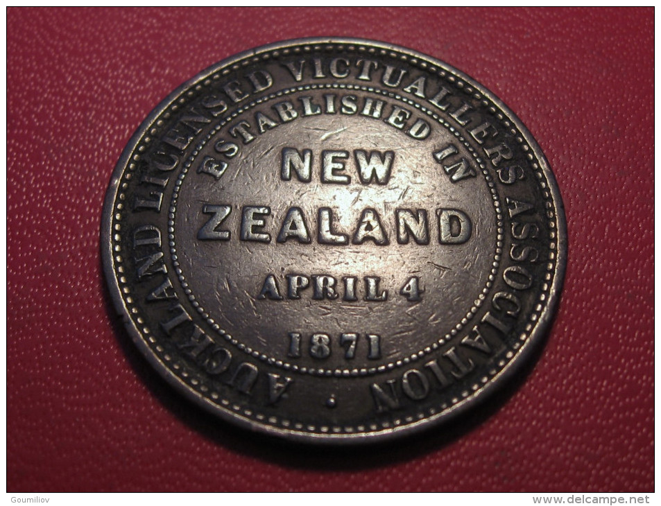 Nouvelle-Zélande - Jeton Token - Auckland Licensed Victuallers Association, April 4 1871 Victoria 5628 - Neuseeland