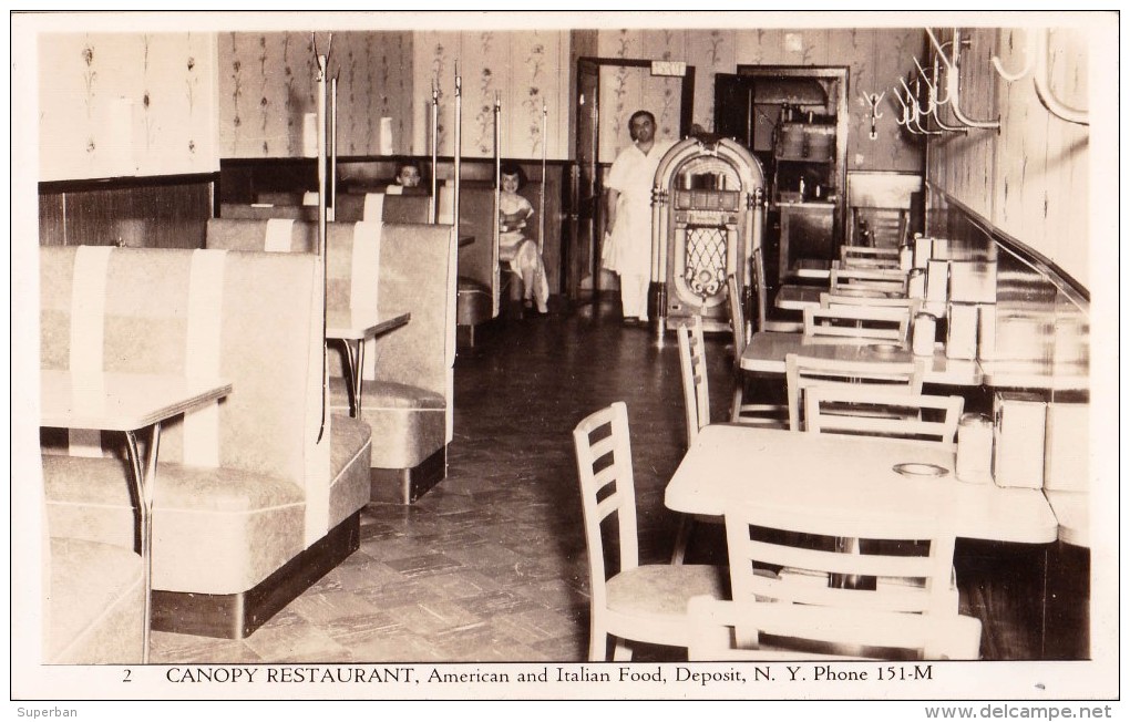 NEW YORK : CANOPY RESTAURANT - AMERICAN And ITALIAN FOOD / JUKE BOX ! - CARTE VRAIE PHOTO / REAL PHOTO - 1949 (t-933) - Cafés, Hôtels & Restaurants