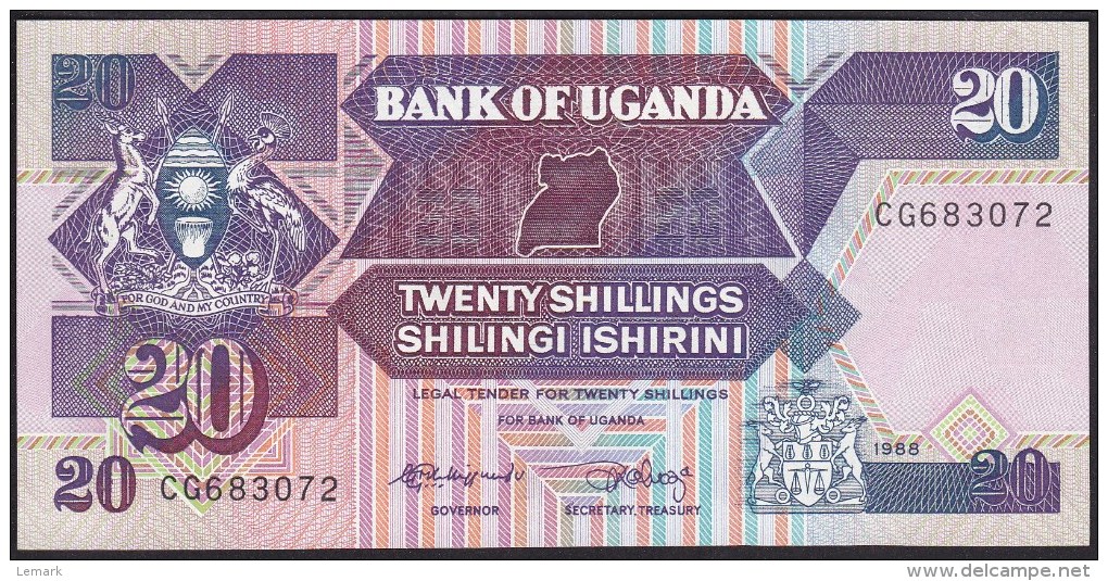 Uganda 20 Shillings 1988 P29b UNC - Uganda