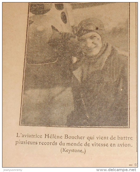Le Pèlerin. N°2996. 26 Août 1934. Le Bon Samaritain. L'aviatrice Hélène Boucher. Attaqué Par Un Serpent. - 1900 - 1949