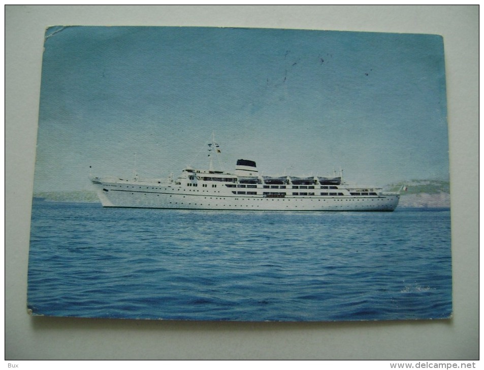 CITTA DI NAPOLI    TIRRENIA SOCIETA DI  NAVIGAZIONE NAVE SHIP  POSTCARD   USED  NAVE  PIROSCAFO  BATEAUX - Piroscafi