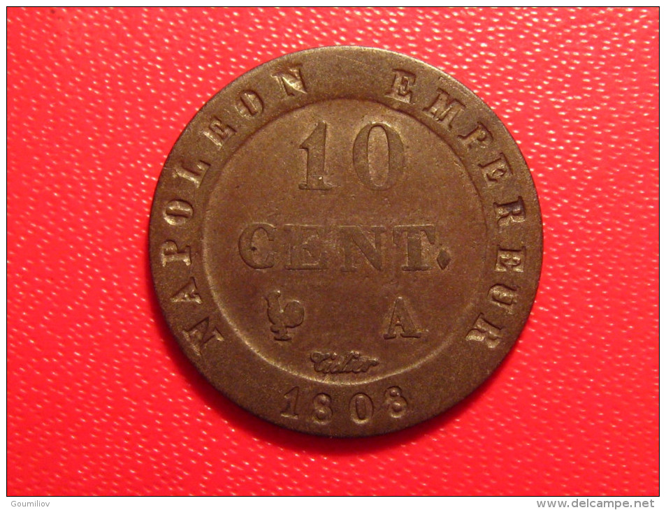 10 Centimes 1808 A Paris Napoléon 8499 2.3g - Other & Unclassified