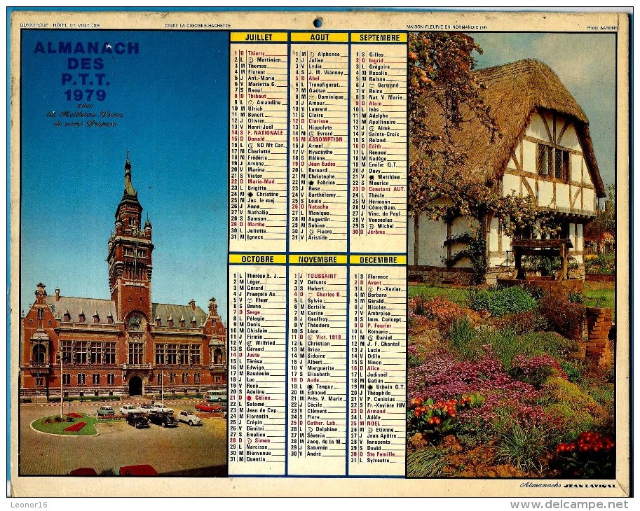 ALMANACH DES P.T.T 1979 (45)   -  Complet 14 Vues** DUNKERQUE - ANTIBES ** Calendrier * JEAN LAVIGNE * - Grand Format : 1971-80