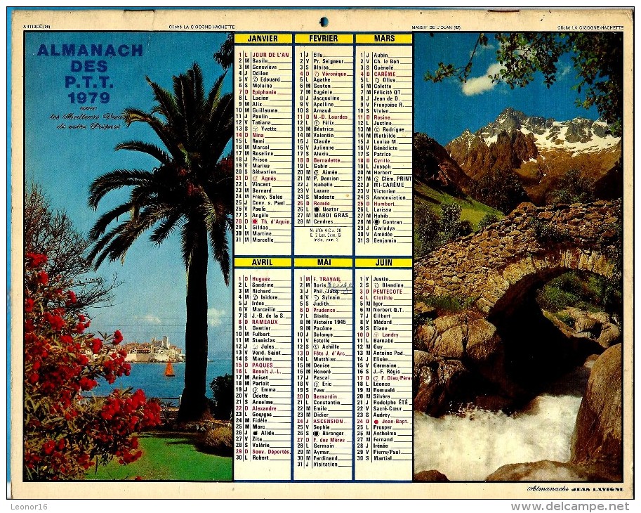 ALMANACH DES P.T.T 1979 (45)   -  Complet 14 Vues** DUNKERQUE - ANTIBES ** Calendrier * JEAN LAVIGNE * - Grand Format : 1971-80