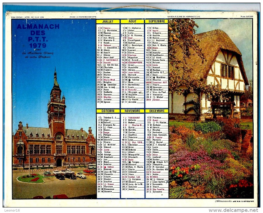 ALMANACH DES P.T.T 1979 (45)   -  Non Complet 4 Vues** DUNKERQUE - ANTIBES ** Calendrier * JEAN LAVIGNE * - Grand Format : 1971-80