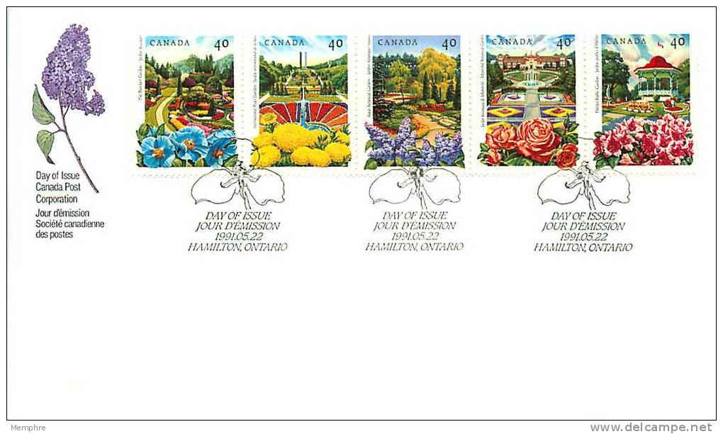 1991    Public Gardens  Sc 1311-5  Strip Of 5 Different From Booklet - 1991-2000