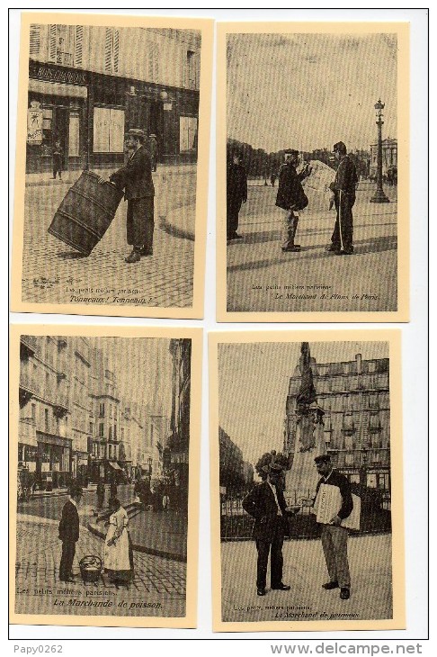 198 K ) LOT DE 4 REPROS DE C P -  LES PETITS METIERS PARISIENS - Marchands Ambulants