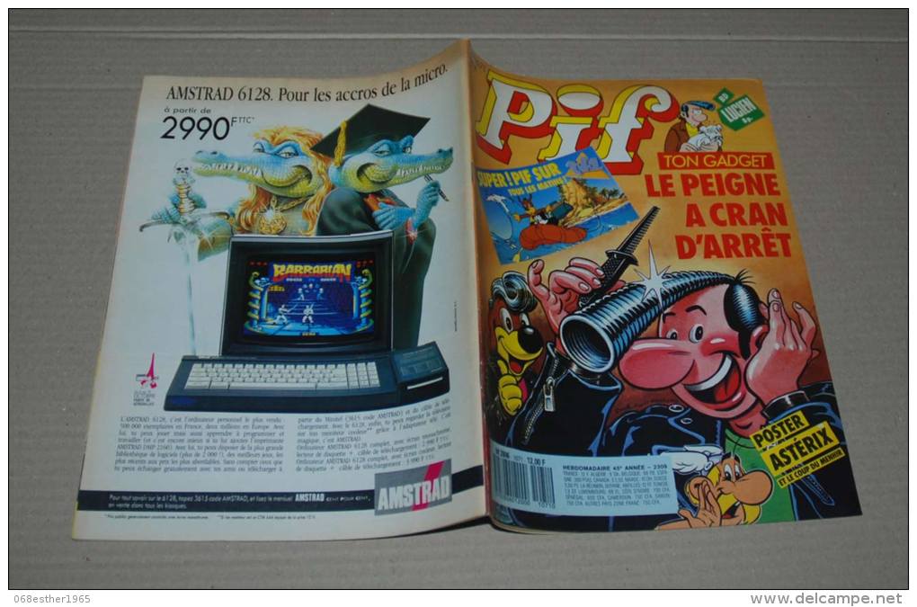 Pif Gadget N° 1071 De 1989 Edition Vaillant Avec Poster Astérix Et Le Coup Du Menhir - Pif Gadget