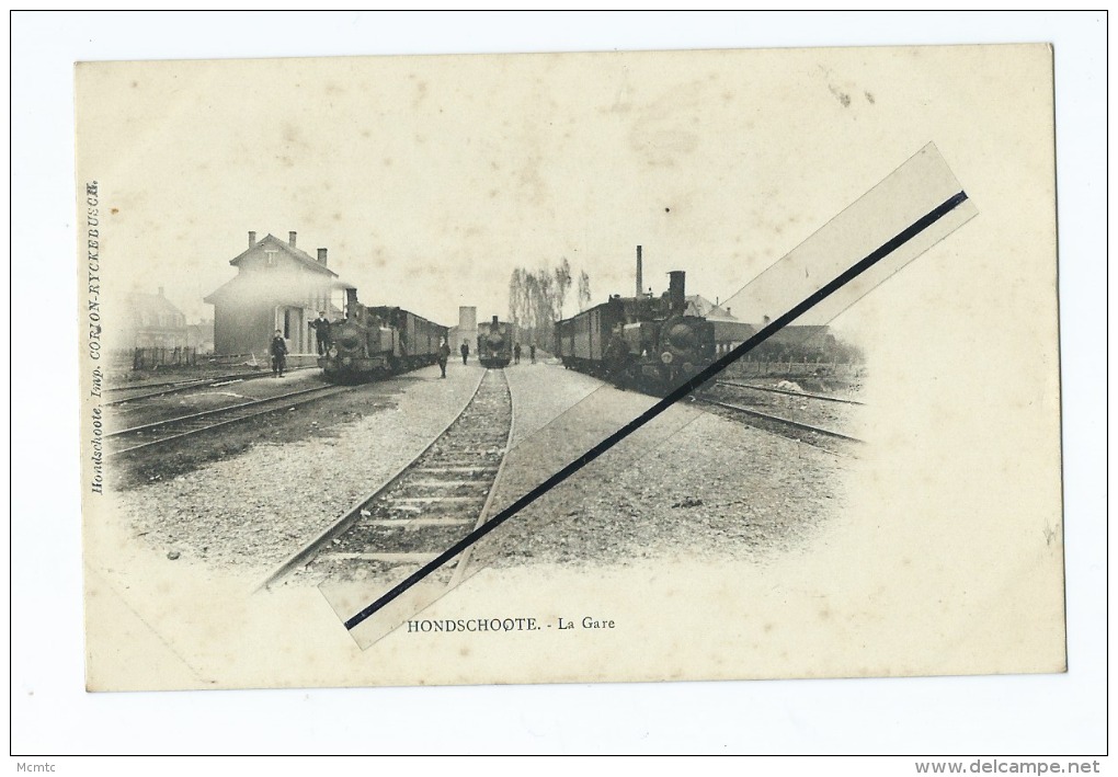 CPA -  Hondschoote  -  Hondshoote  -  La Gare  -  Train  , Locomotive - Hondshoote