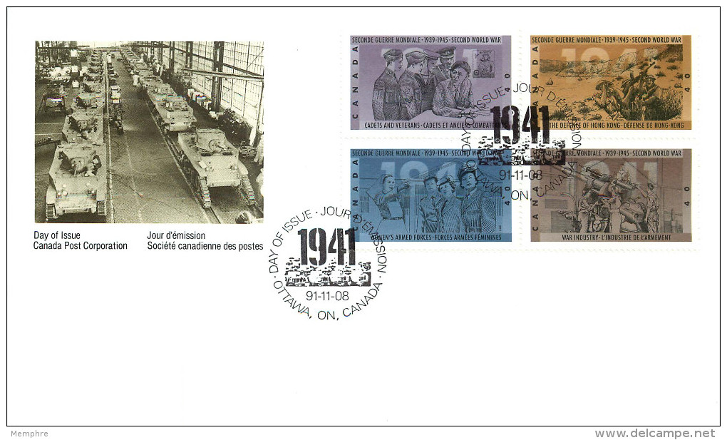 1991    World War II    Series 1   Sc 1345-8       Block Of 4  Different - 1991-2000