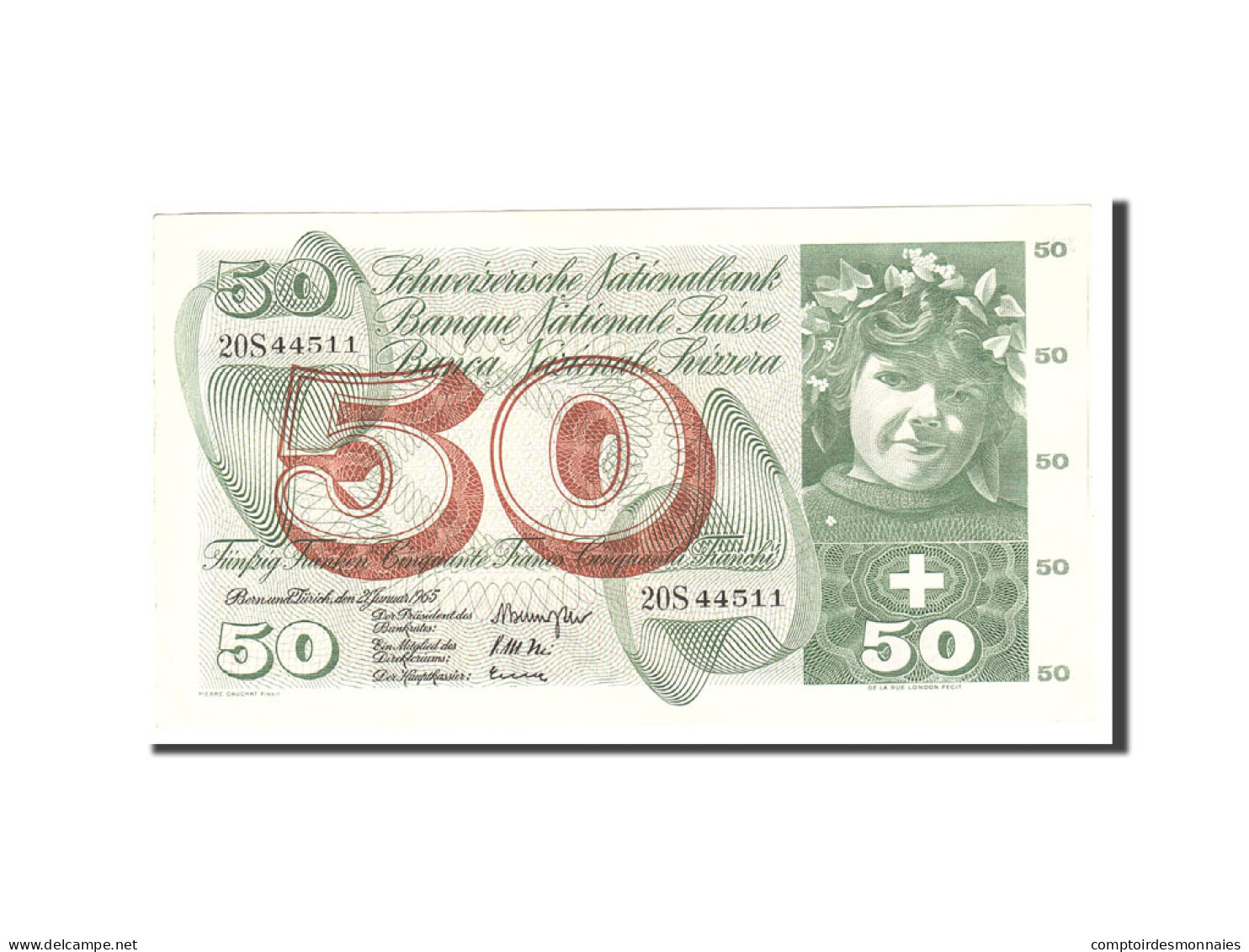 Billet, Suisse, 50 Franken, 1965, 1965-01-21, KM:48e, TTB+ - Switzerland