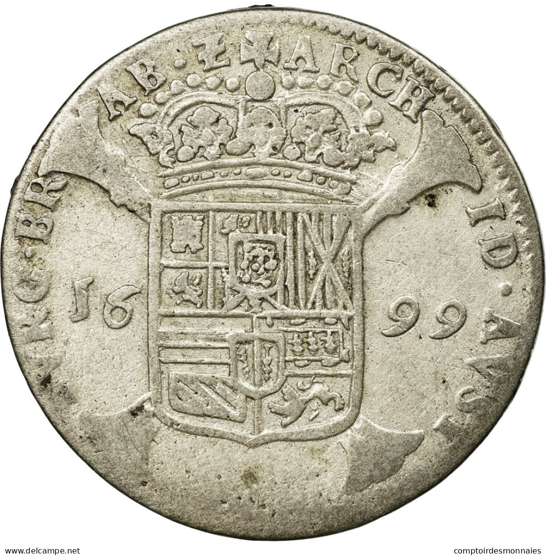 Monnaie, Pays-Bas Espagnols, BRABANT, Escalin, 1699, Anvers, B, Argent, KM:119.1 - Sonstige & Ohne Zuordnung