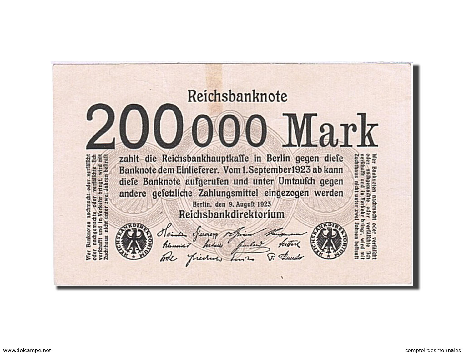 Billet, Allemagne, 200,000 Mark, 1923, 1923-08-09, KM:100, SUP+ - Andere & Zonder Classificatie