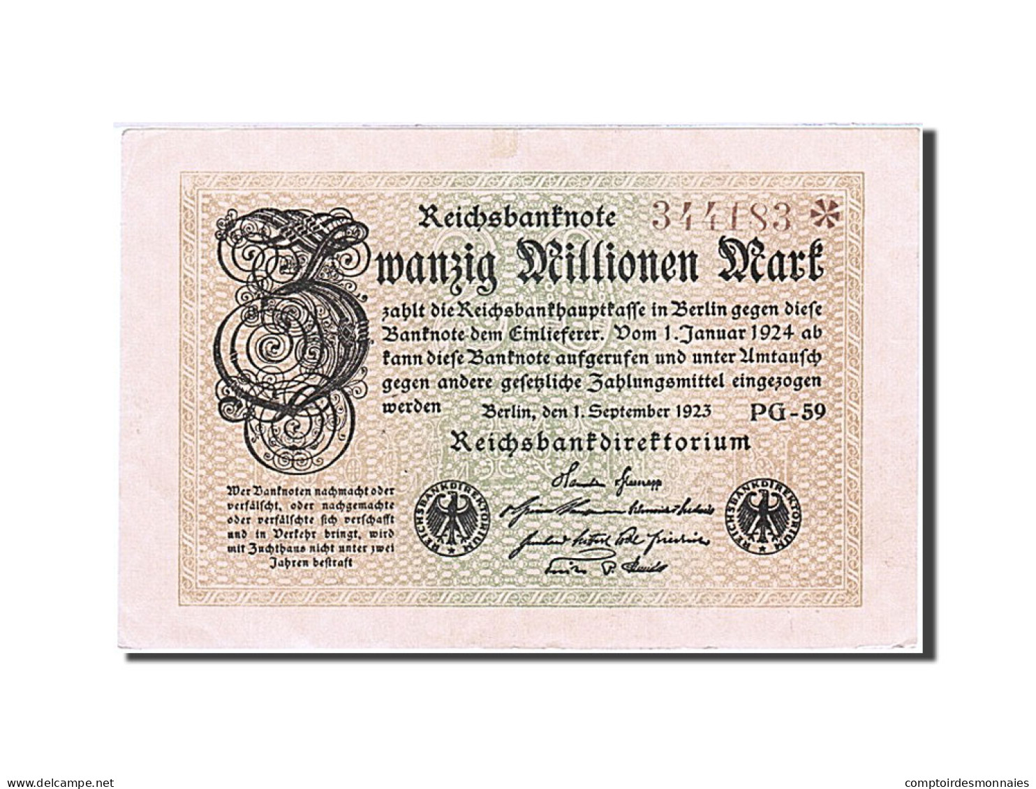 Billet, Allemagne, 20 Millionen Mark, 1923, 1923-09-01, KM:108e, SUP - 20 Miljoen Mark