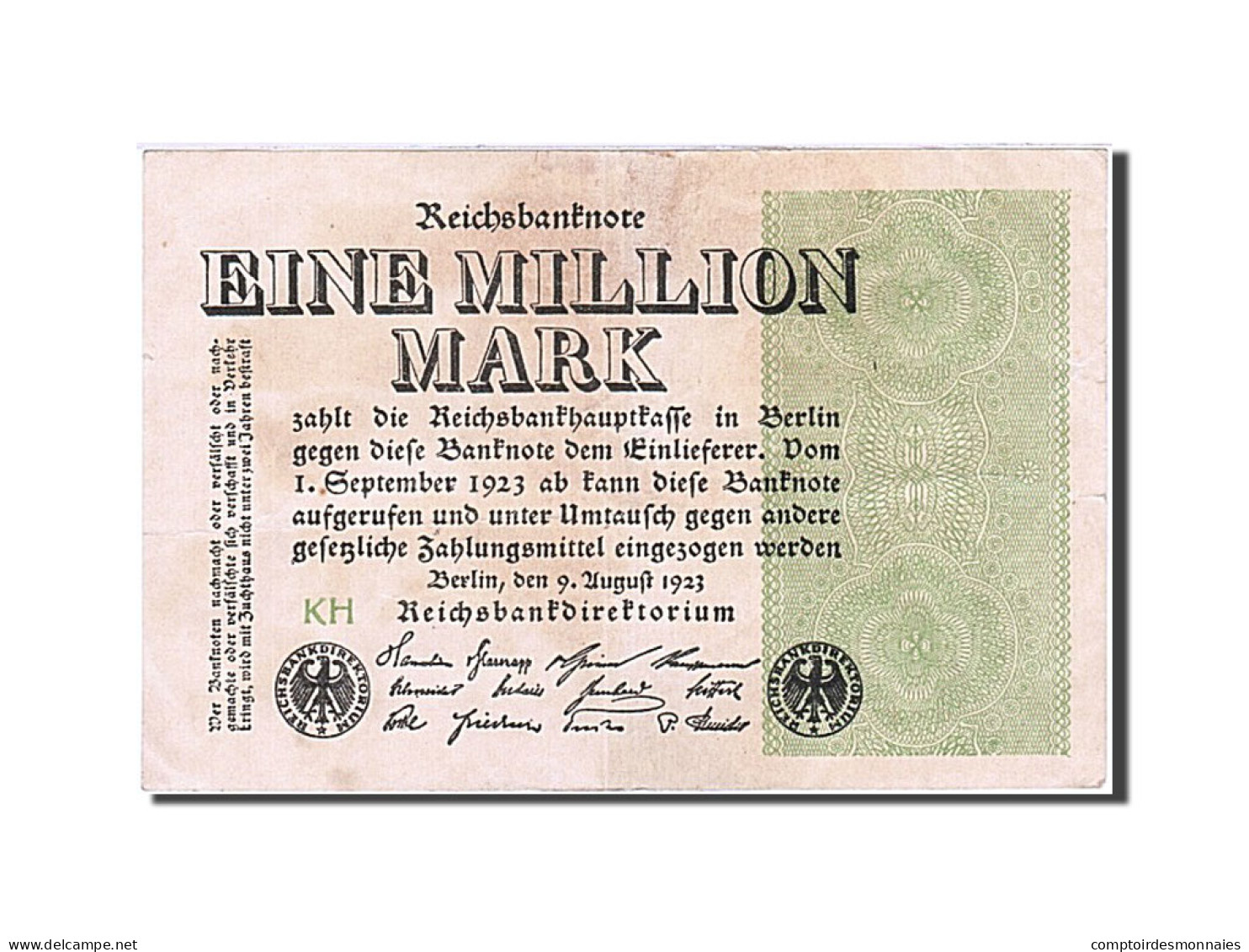 Billet, Allemagne, 1 Million Mark, 1923, 1923-08-09, KM:102d, TTB+ - 1 Miljoen Mark