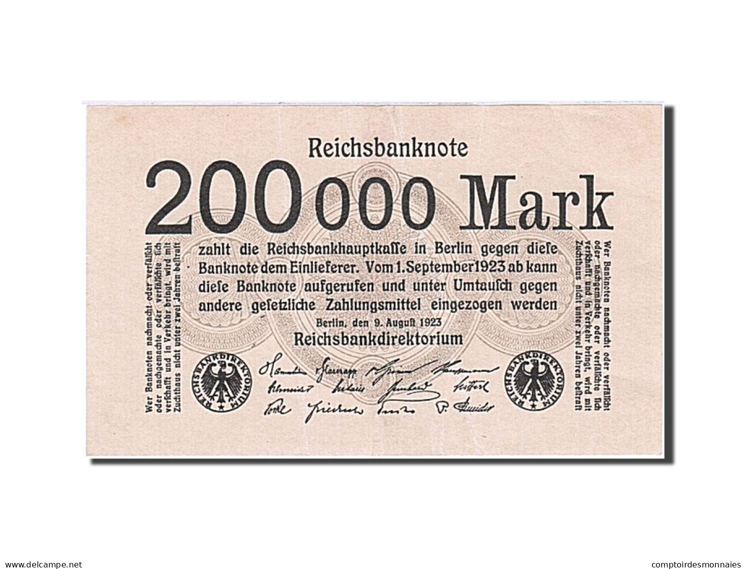 Billet, Allemagne, 200,000 Mark, 1923, 1923-08-09, KM:100, SUP - Andere & Zonder Classificatie