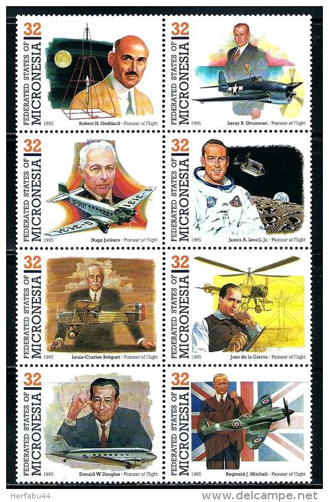 Micronesia     "Pioneers Of Flight"     Set  (block Of 8)    SC# 210    MNH** - Micronesia