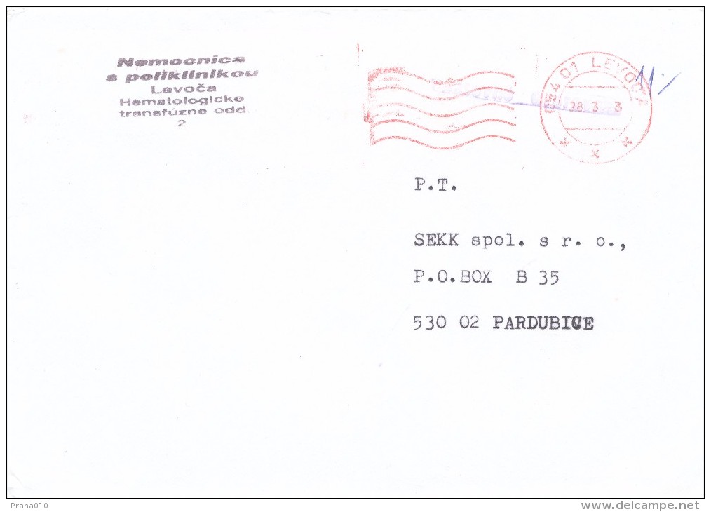 K7137 - Slovakia (2003) 054 01 Levoca 1 (letter) Tariff: 11,00 SKK (sender: Hospital And Polyclinic City Levoca) - Covers & Documents