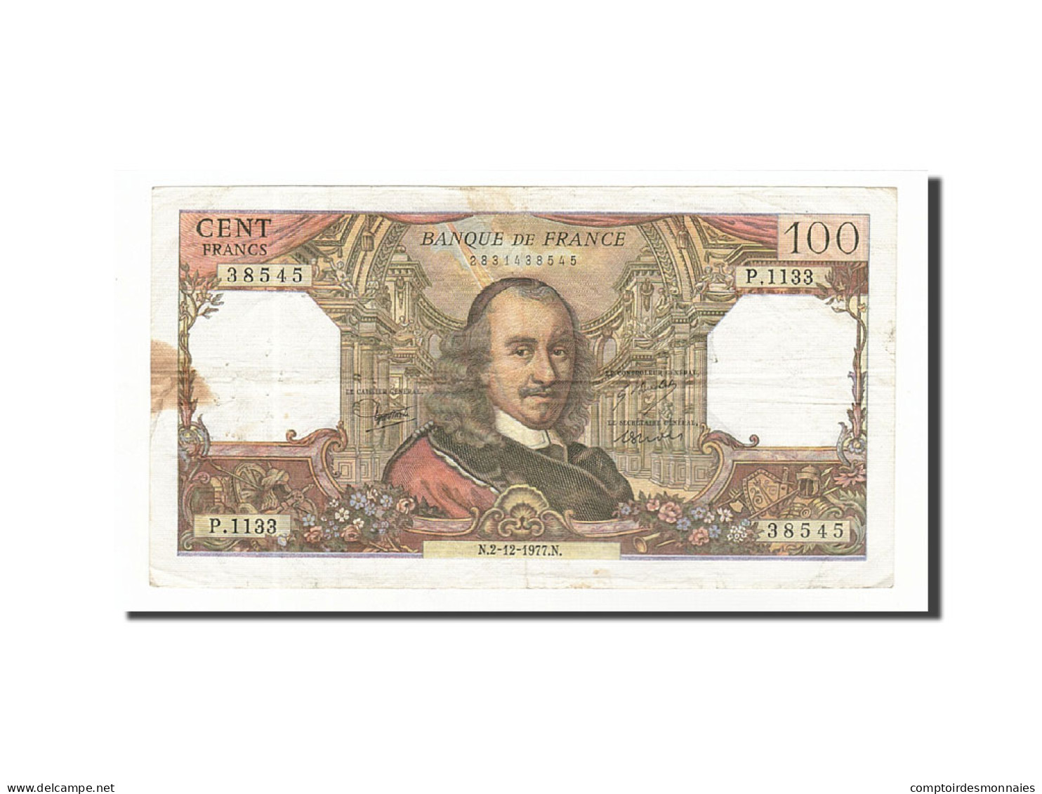 Billet, France, 100 Francs, 1977, 1977-12-02, TB+, Fayette:65.60, KM:149f - 100 F 1964-1979 ''Corneille''
