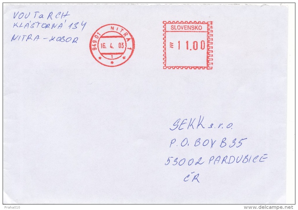 K7148 - Slovakia (2003) 949 01 Nitra 1 (post Office Franking Machine); Letter, Tariff: 11,00 SKK - Storia Postale