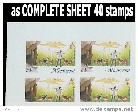 MONTSERRAT 1985 Christmas Xmas 70 Sheep Goat Lambs COMPLETE IMPERF.SHEETS:40stamps  [feuilles, GanzeBogen,hojas,foglios] - Montserrat