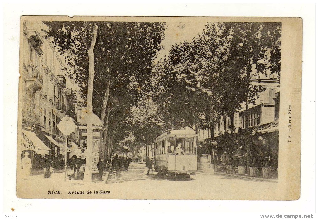 Cpa NICE Avenue De La Gare - Stadsverkeer - Auto, Bus En Tram