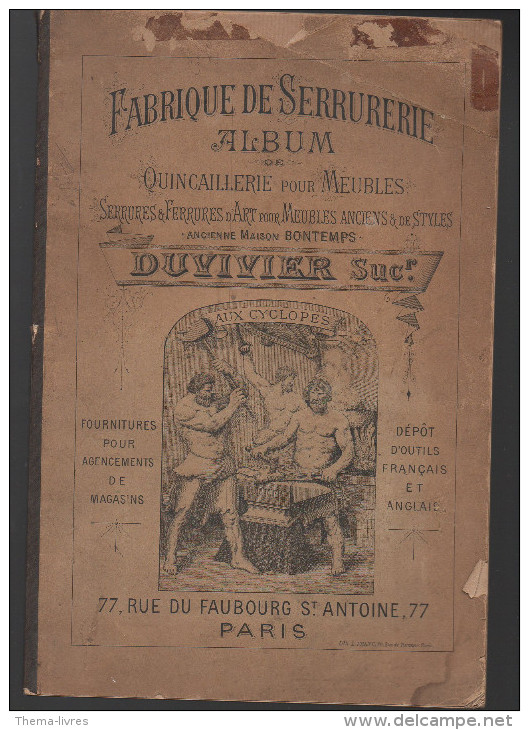 Cataloguev DUVIVIER ( Serrurerie, Paris, Fin XIXe) (CAT356) - Other & Unclassified