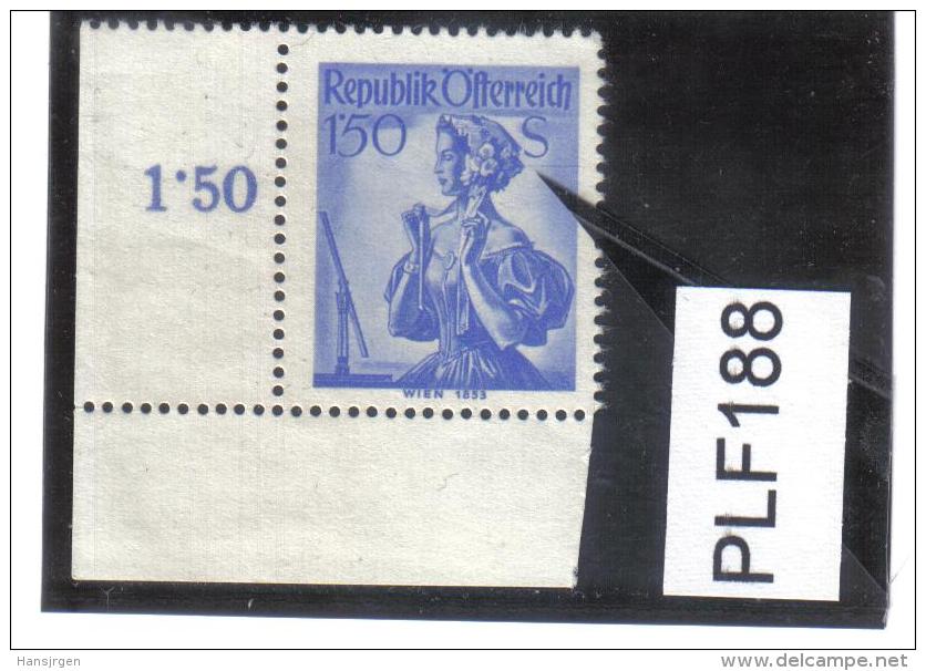 PLF188 ÖSTERREICH 1948/58 Michl 916  PLATTENFEHLER  Waagrechter FARBSTRICH Von Haube Bis RAND  Siehe ABBILDUNG - Variétés & Curiosités