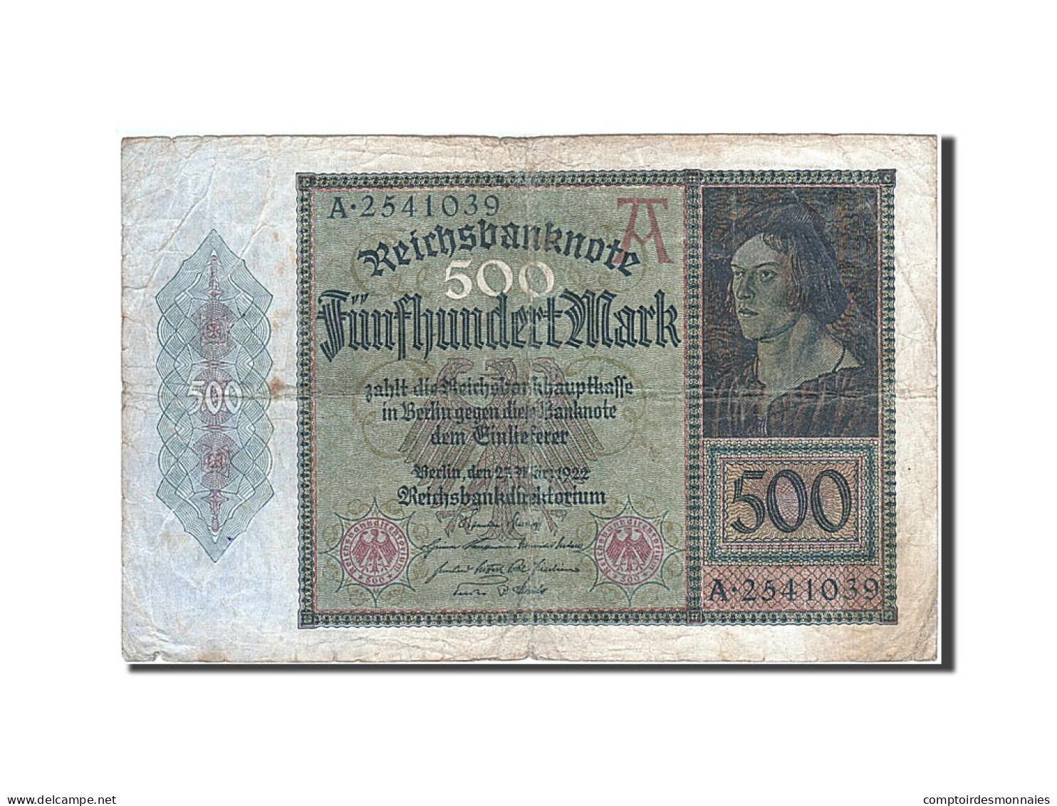 Billet, Allemagne, 500 Mark, 1922, 1922-03-27, KM:73, TB+ - 500 Mark