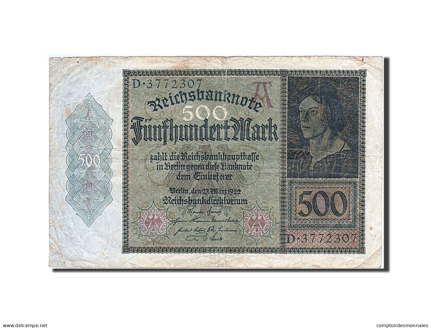 Billet, Allemagne, 500 Mark, 1922, 1922-03-27, KM:73, TB+ - 500 Mark