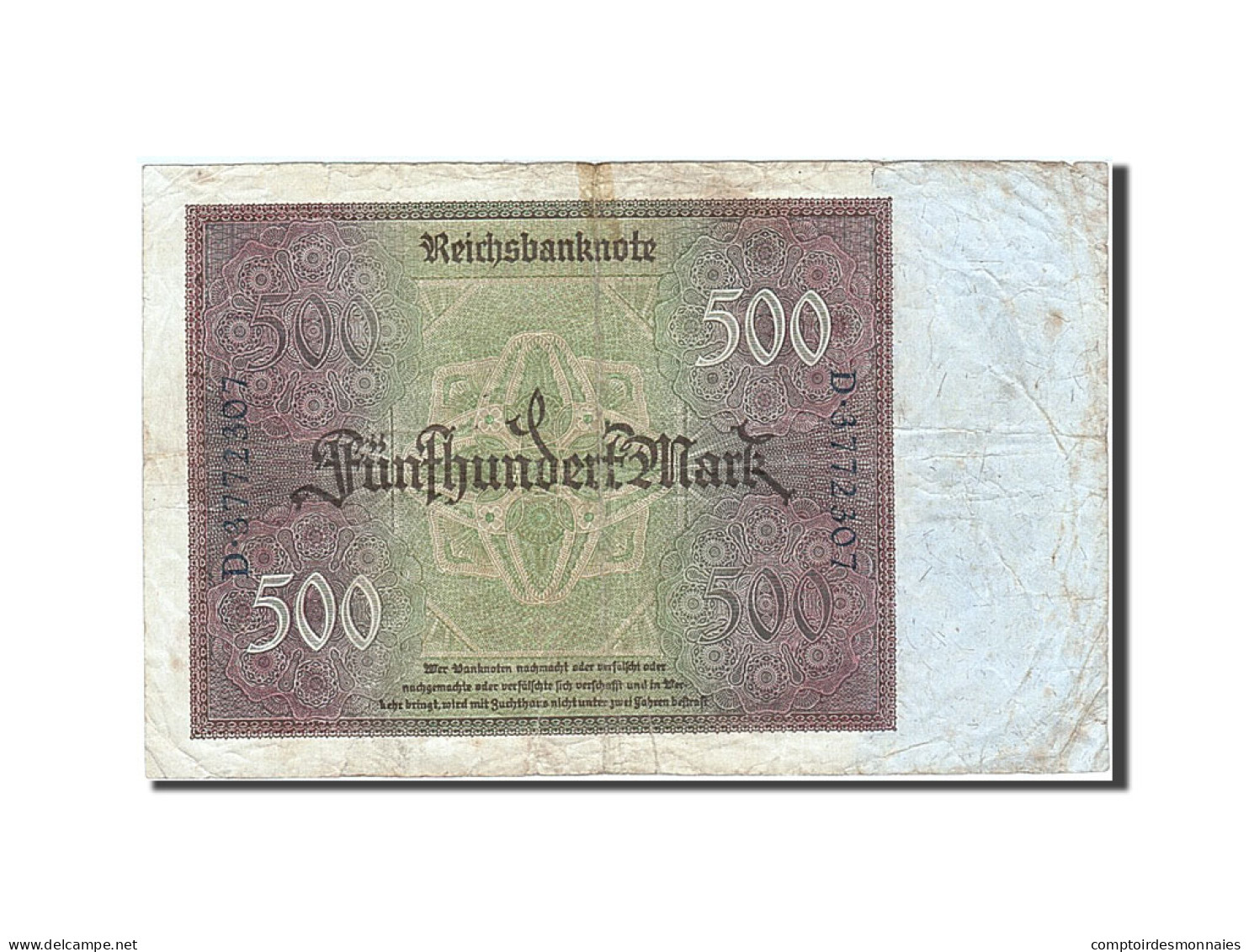 Billet, Allemagne, 500 Mark, 1922, 1922-03-27, KM:73, TB+ - 500 Mark