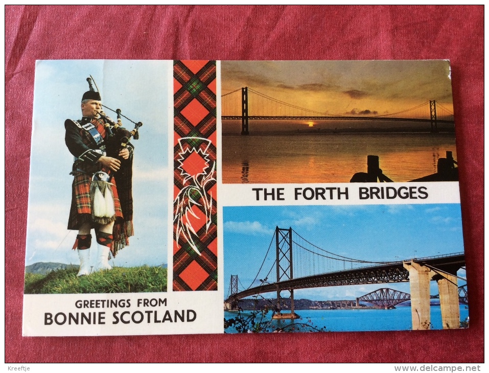 UK Greetings From Bonnie Scotland. The Forth Bridges. 1973 - Fife