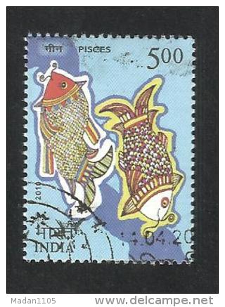 INDIA, 2010, FINE USED, Astrological Signs, (Zodiac), 1 V, Pisces - Gebruikt