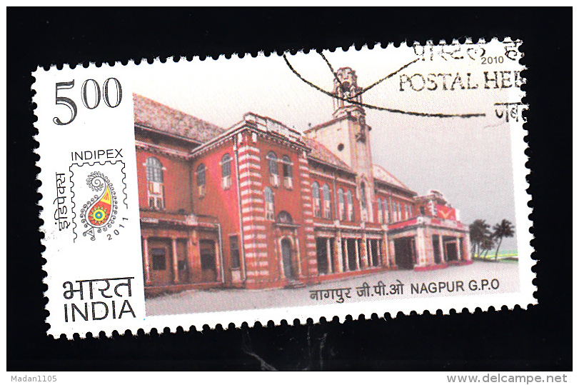 INDIA, 2010, FINE USED, First Day Cancelled. Postal Heritage Buildings, Architecture,  NAGPUR G.P.O, 1 V - Oblitérés